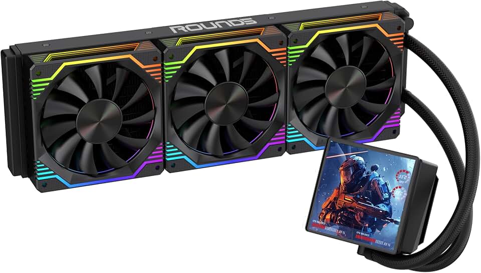 WATER COOLER ROUND5 ZEPHYRO ARGB COM TELA DE 4" 360MM - TDP300W (Preto 360mm)