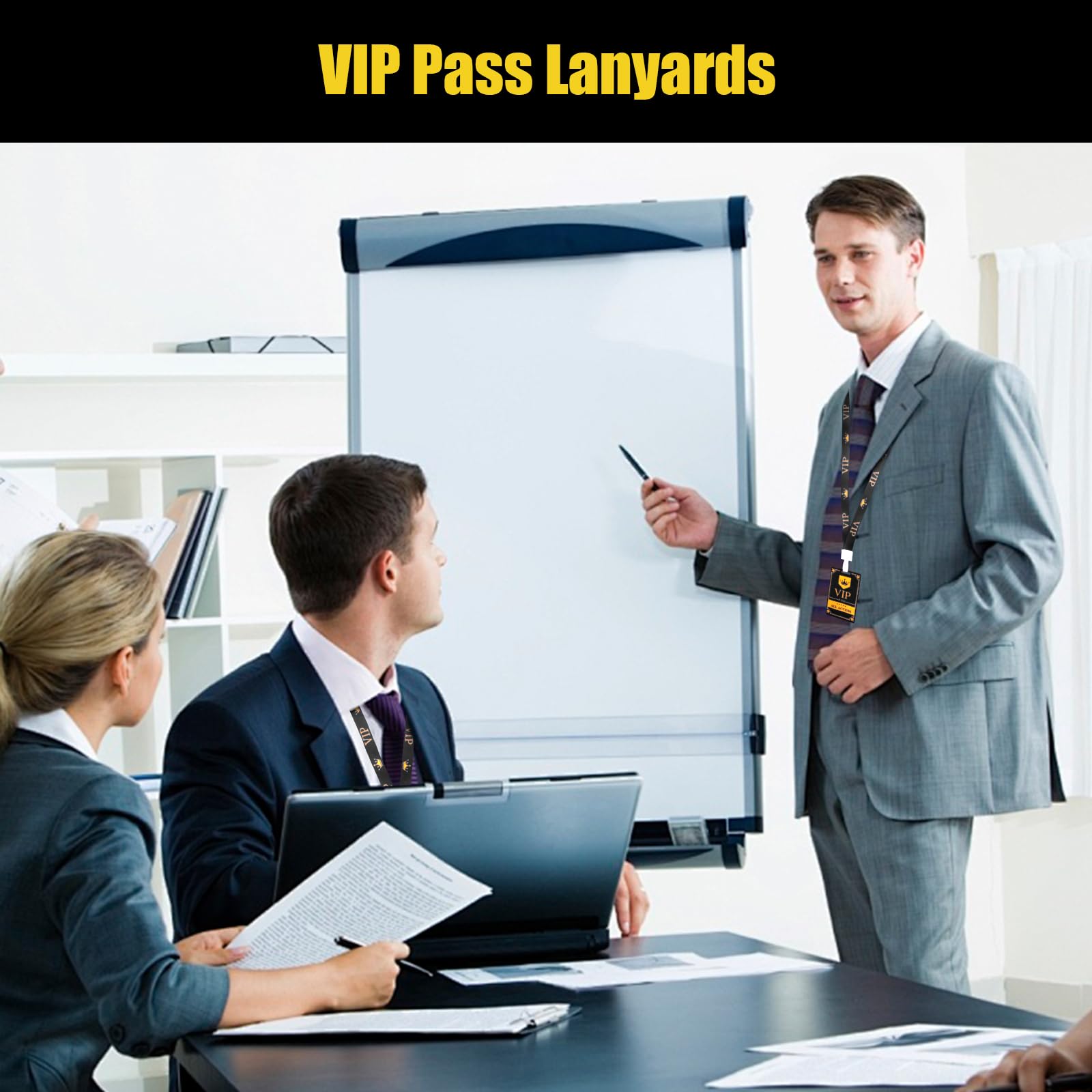 Cordones para insignia VIP y tarjetas de pase de plástico (25 piezas) – Pase de identificación temporal reutilizable para oficina, escuela, eventos, tarjetas de seguridad de plástico PVC