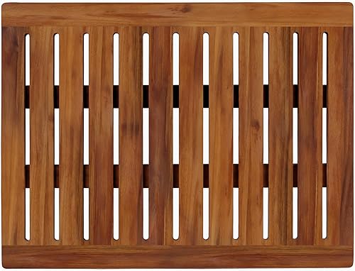 Demigo - Tapete de ducha de madera de acacia de 24 x 18 pulgadas, tapete de baño de lujo antideslizante para baño, bañera, ducha, spa, jardín,