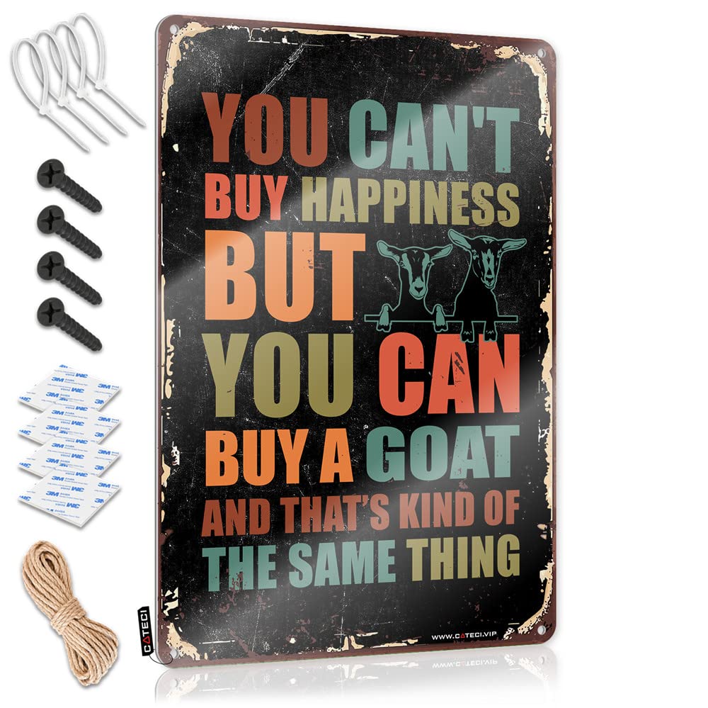 IBWNBBUSN Man Cave Bar You Can'T Buy Happiness But Can A Goats Sign Funny Patio Signs Little Man Cave Sign