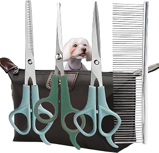 5-Piece Dog Grooming Kit, Pet Grooming Kit with Dog Grooming Scissors, Hair Cutting Scissors for Long and Short Hair, Dog ... Price In India