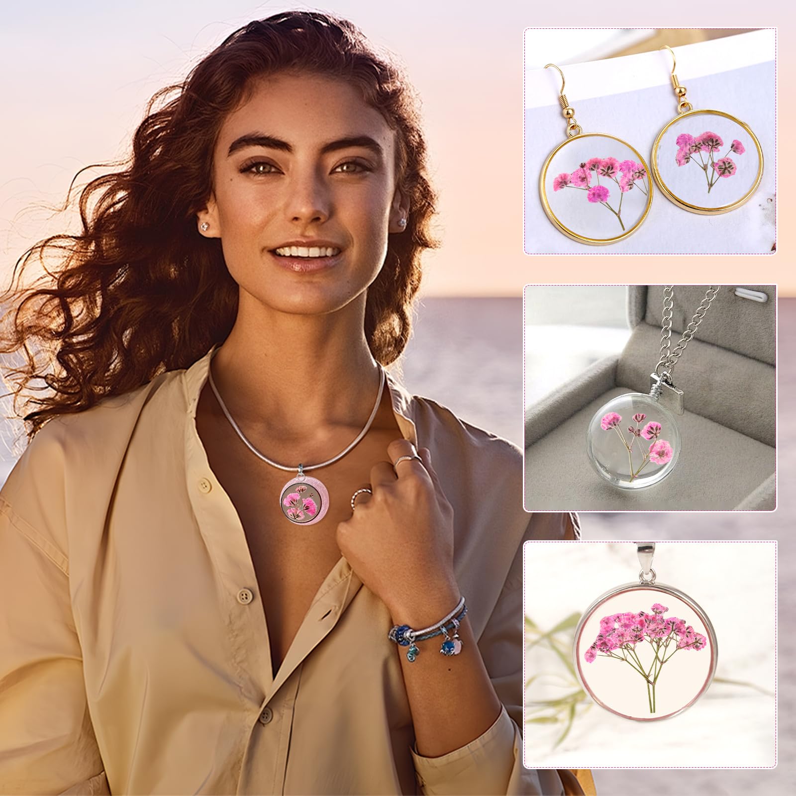 100 Fiori Secchi Gypsophila Bianchi - Per Decorazioni, Resina, Candele, DIY, Altezza 7-12cm - Foto 2