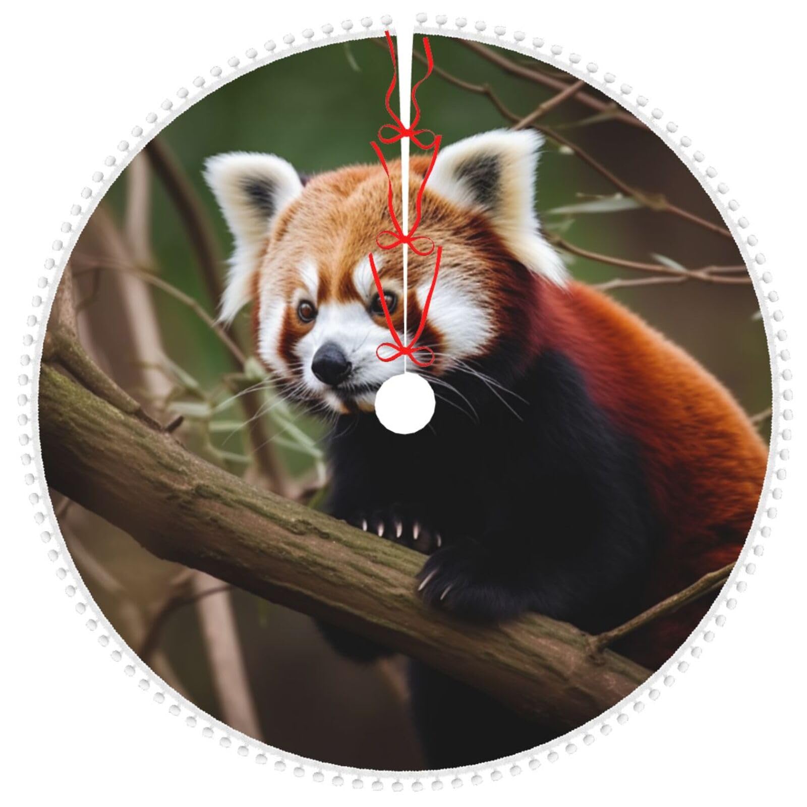 Jupe de sapin panda rouge 121,9 cm en peluche douce de qualité