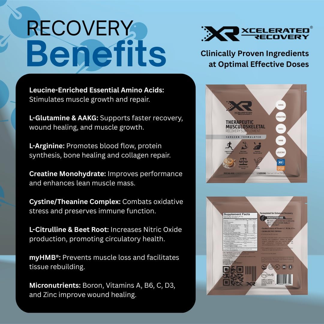 XR® Therapeutic Musculoskeletal Support Supplement – 14-Pack | Amino Acids + myHMB® + Creatine | NSF Certified for Sport® | Supports Muscle Health & Recovery (14-Pack, Mocha)