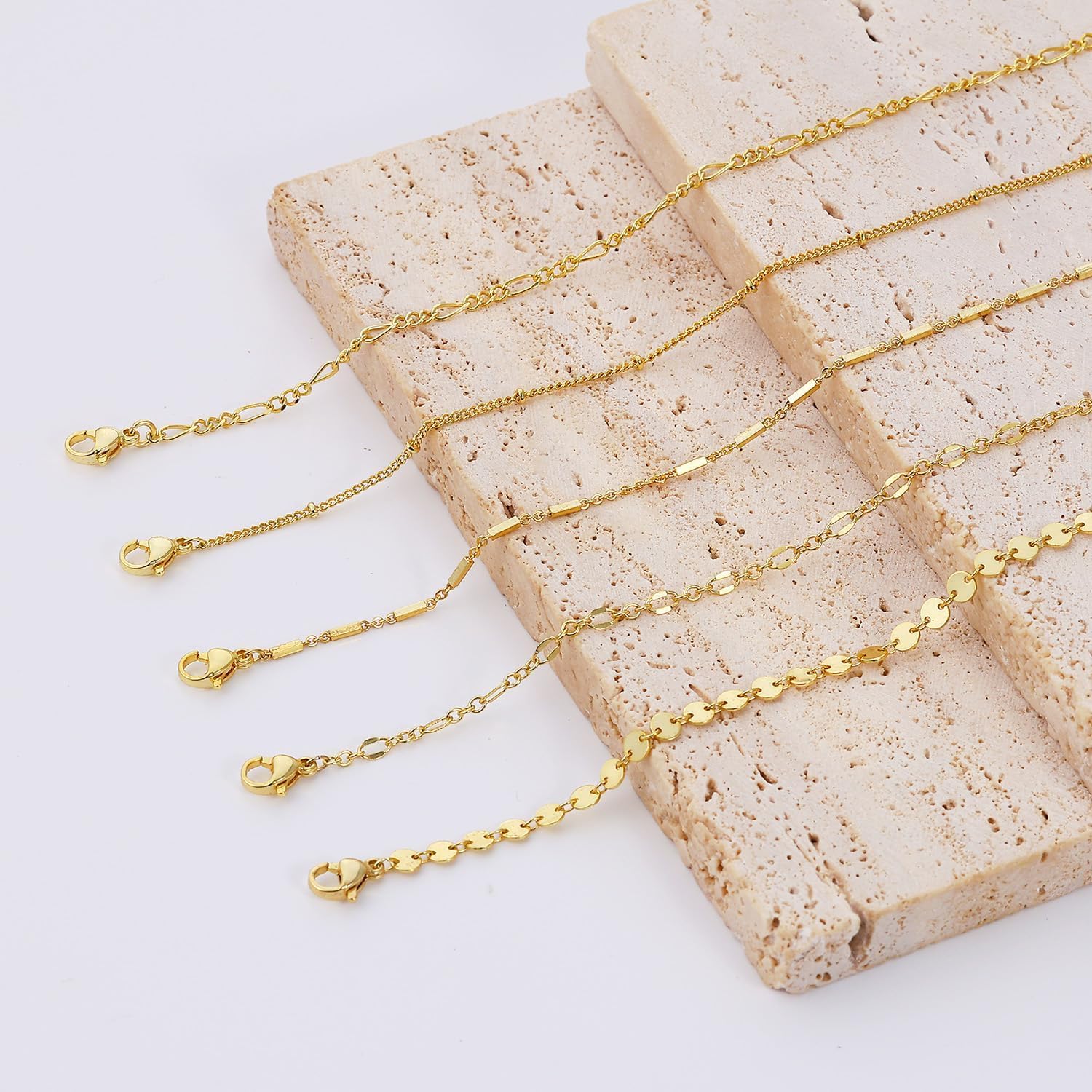 DEARMAY 14K Gold Plated Bracelets for Women, Jewelry Sets Cute Tennis Beaded Bracelets Cuban Link Paperclip Chain Dainty Bracelet Pack Gifts - Image 6