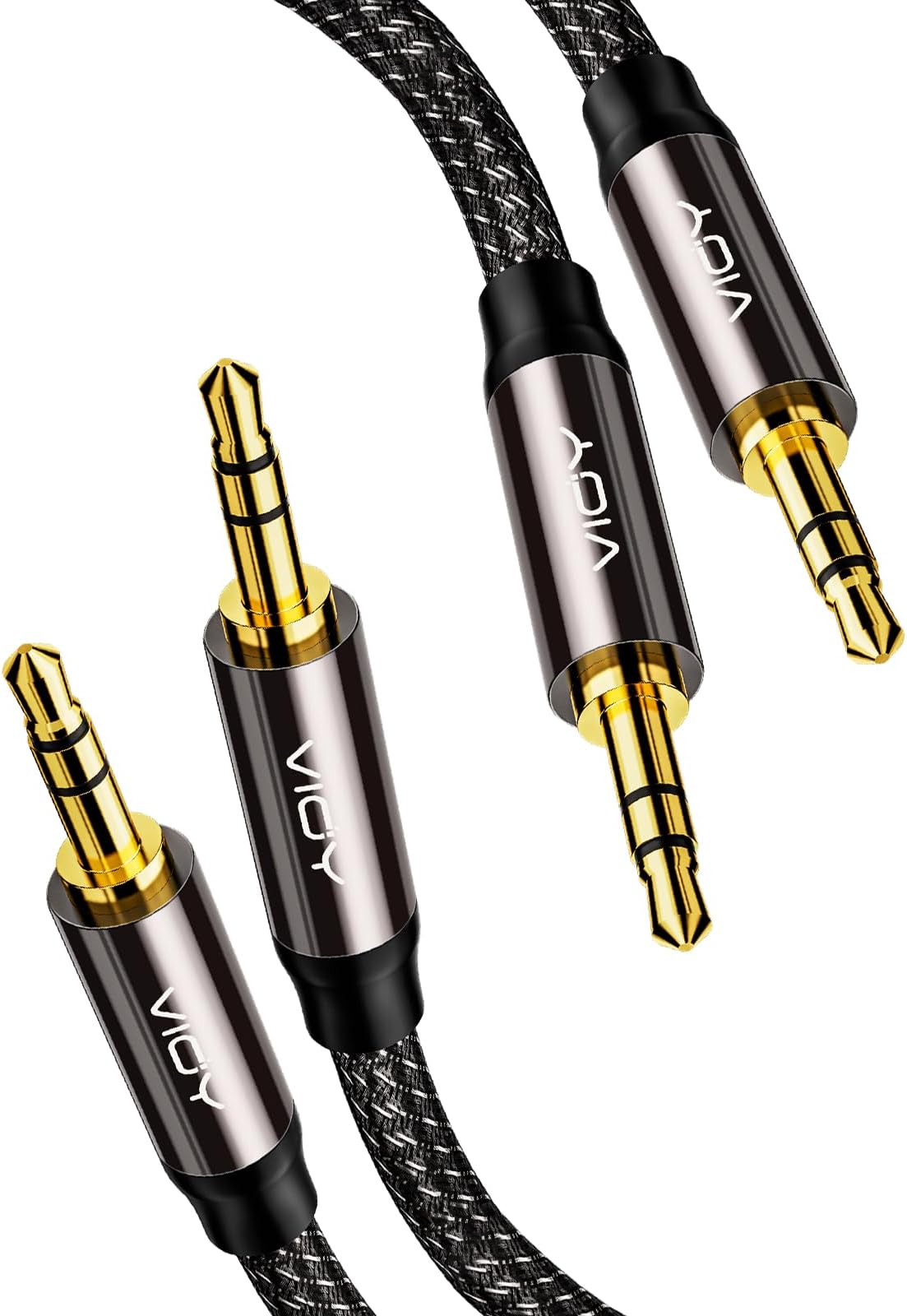VIOY Aux Cable [6 FT, 2 Pack] 3.5 mm Male to Male Braided Auxiliary Cord Compatible with Headphone, Smartphone, Home/Car Stereo, Speaker, Echo & More
