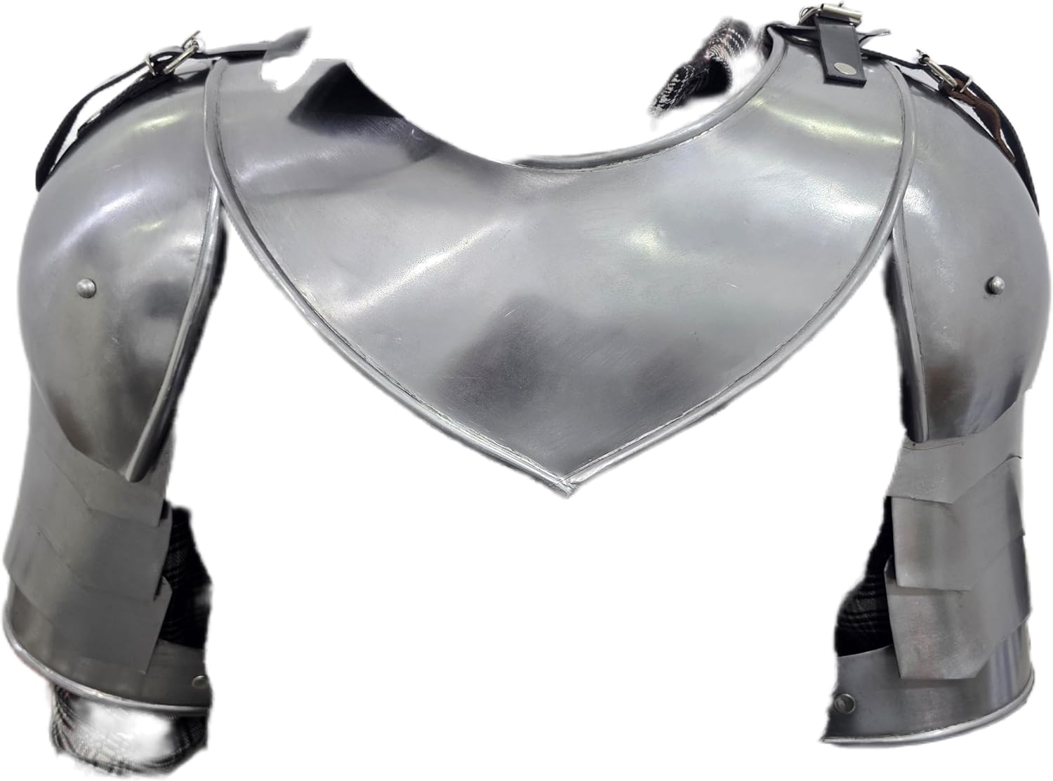 Medieval Iron Gorget and Pauldron Plate Armor Set Functional Warrior Silver Spaulders Neck Plate Vembrace for LARP SCA Reenactment Fantasy Adult Costume