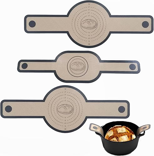 EAVEAR Eslinga de pan de silicona ovalada y redonda para horno holandés, 3 piezas antiadherentes y fáciles de limpiar, reutilizables, de silicona