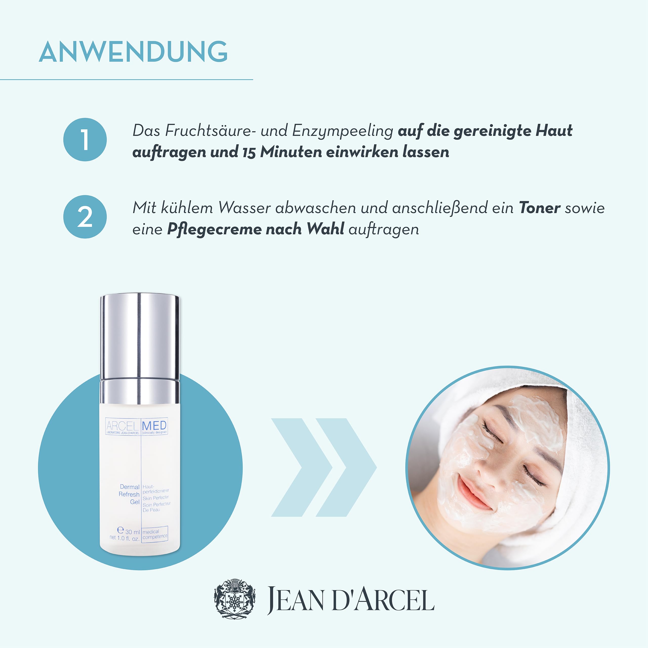 JEAN D'ARCEL ARCELMED Dermal Refresh Gel - Peeling - Sanftes Fruchtsäure - Enzympeeling mit AHA - 30ml
