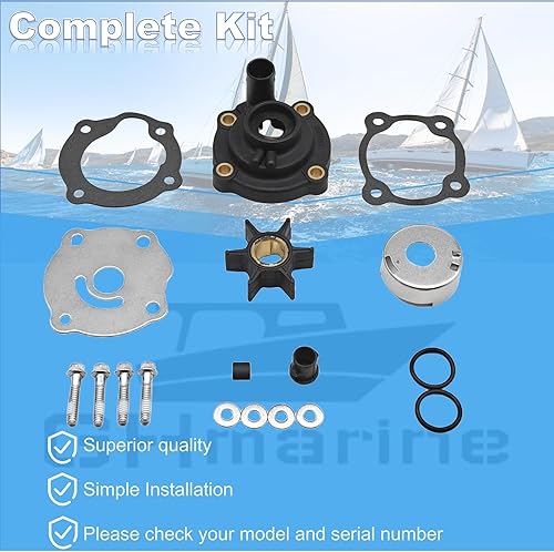 Miniatura 5 de 395270 Kit de impulsor de bomba de agua para motores fueraborda Johnson Evinrude 14 25 28 HP Reparación de caja de engranajes 395271 18-3383 12060
