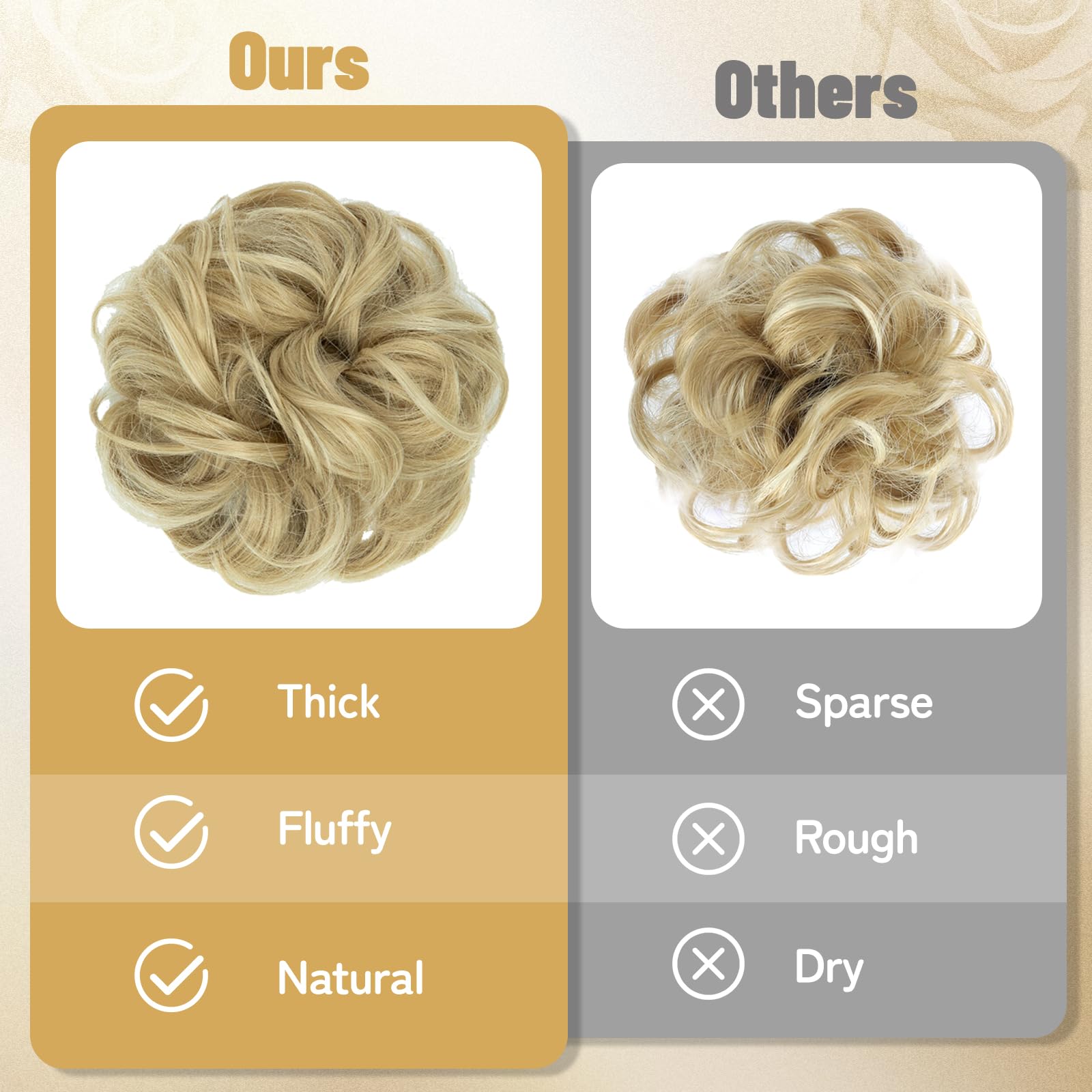 Messy Bun Hair Piece for Women Curly Wavy Hair Bun Extensions, Synthetic Tousled Updo Clip On Hairpieces - Image 3