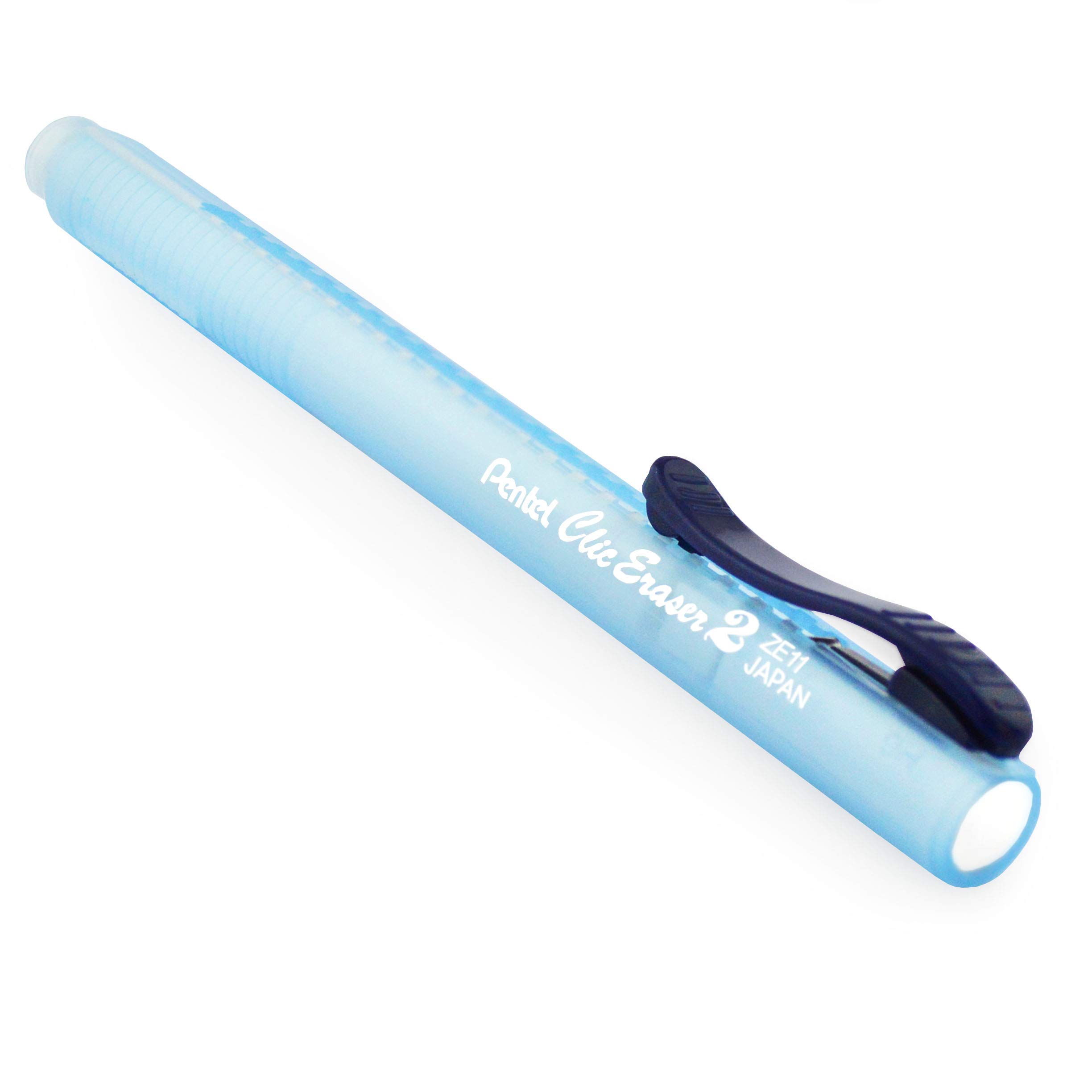 Pentel Clic Gumowe Pióro - Niebieski Korpus + 2 Białe Wkłady