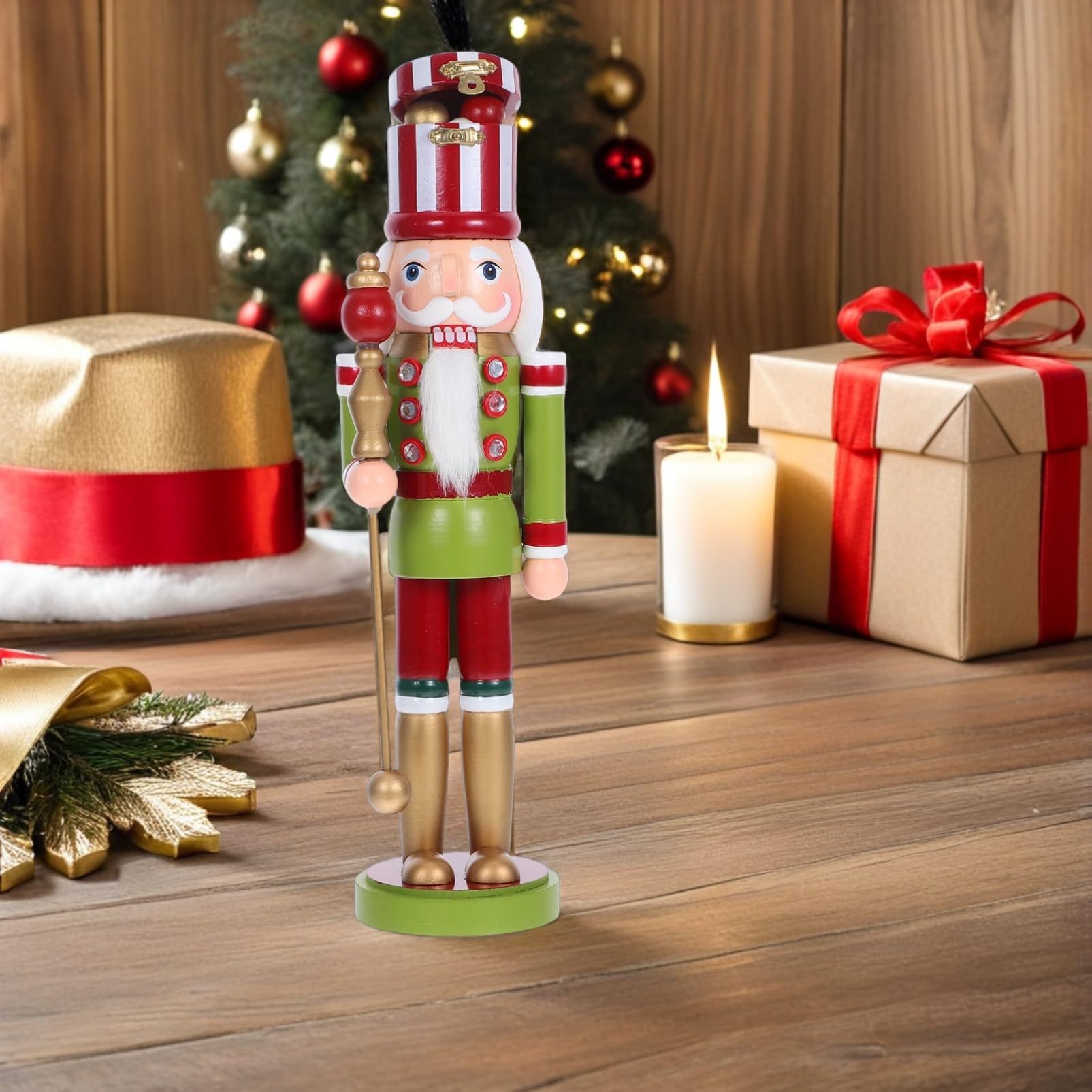 Cabilock Nussknacker-Soldat aus Holz als Weihnachtsdeko Traditionelle Tisch-Dekoration für Fensterbrett oder Kaminsims Festliches Party-aktionsfigur