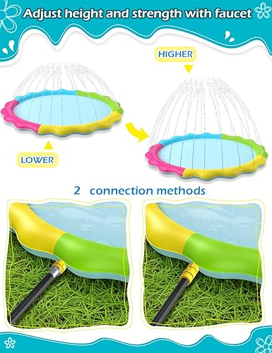 Miniatura 8 de Jasonwell Alfombrilla de salpicaduras para niños, tapete de juego para salpicaduras, juguetes de agua al aire libre, almohadilla inflable para