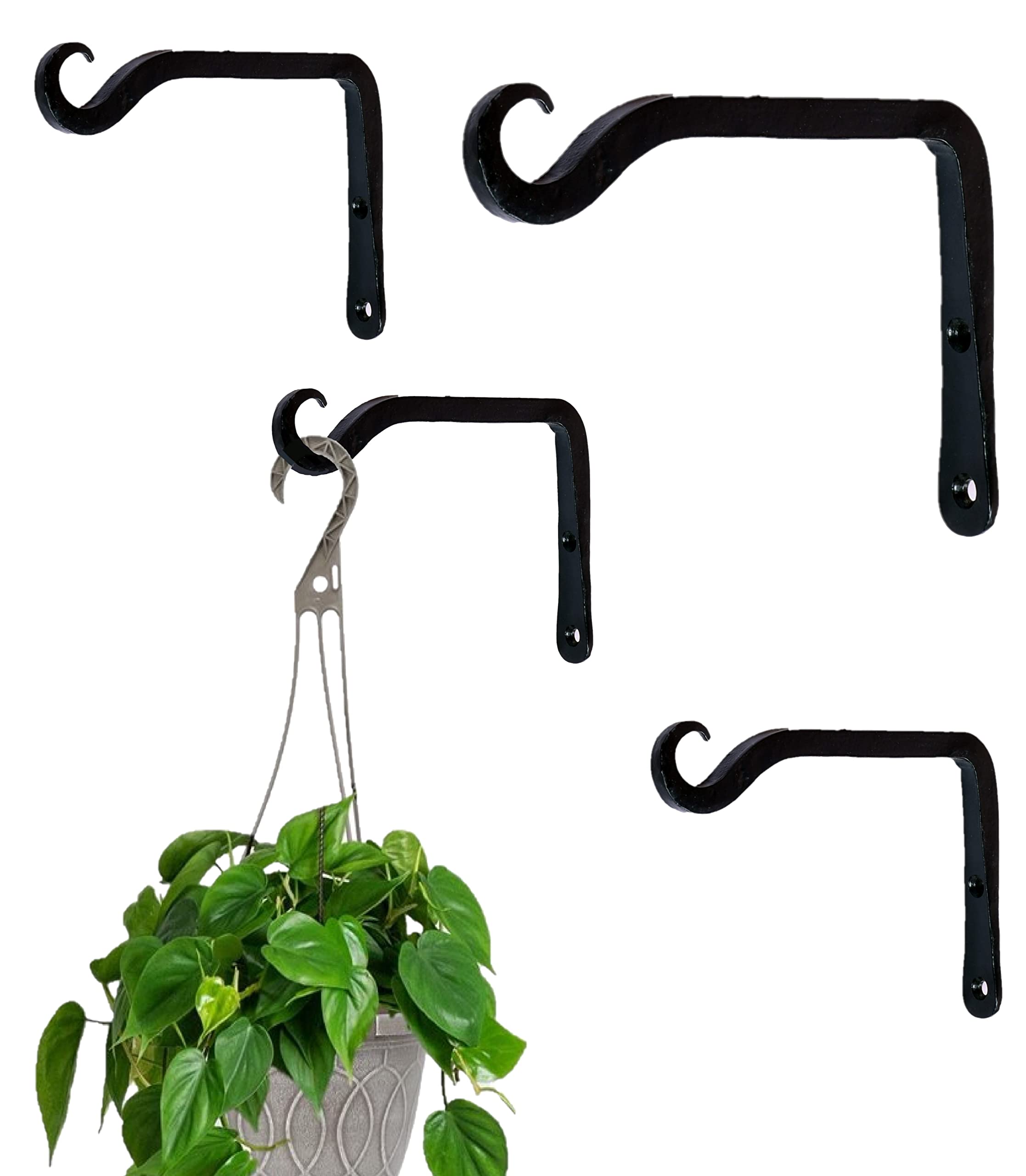 Metal Wall Hook Hanging Plant Bracket | Decorative Straight Plant ,Hanger for Pots Bird Feeders, Planters, Lanterns, Cotton, Wind Chimes Indoor and Outdoor Hanger (Pack Of 4, Small Black 27) (B0D87R7R9H) Amazon Price History, Amazon Price Tracker