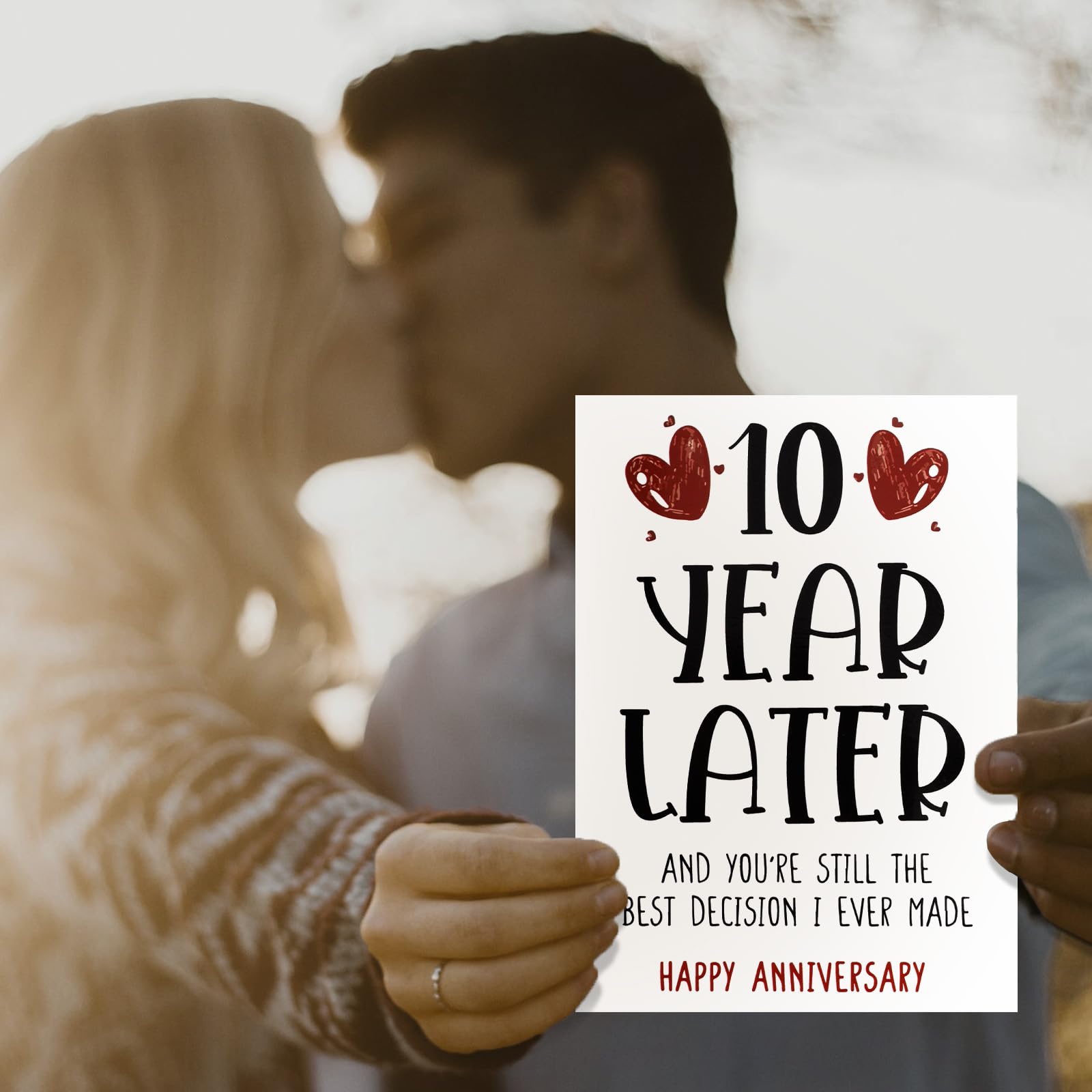 Glückwunschkarte Zum 10. Hochzeitstag – Romantische Jubiläumskarte Mit Umschlag