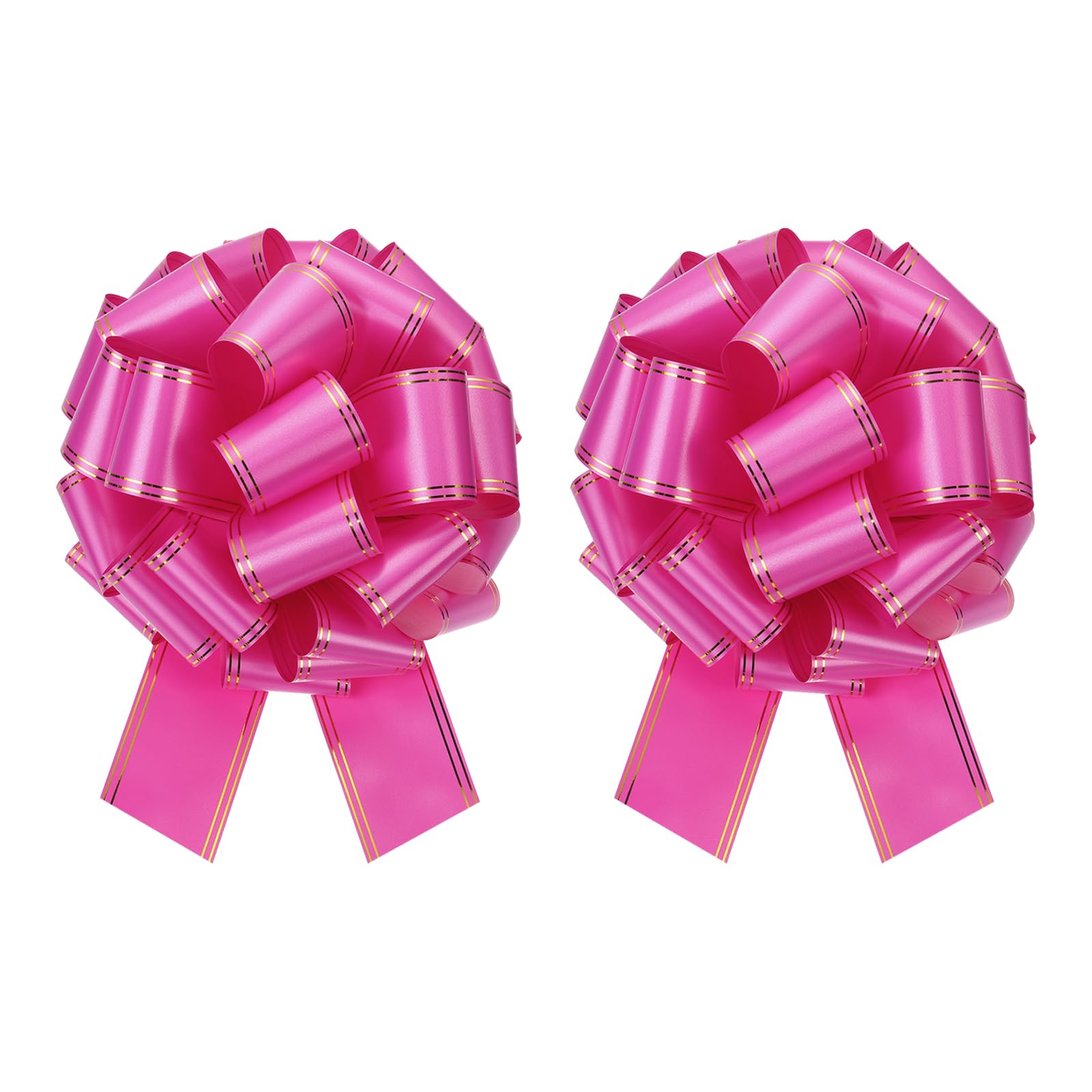 sourcing map 2 Pcs 10 Inch Giant Large Pull Bow Big Metallic Car Bows Ribbon with Gold Edge for Wedding Presents Gift Wrapping Christmas, Rose Red