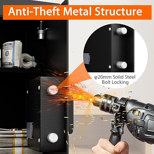 Miniatura 7 de Giantex Caja de seguridad oculta de pared electrónica, gabinete de seguridad plano electrónico de pared incorporado (negro)