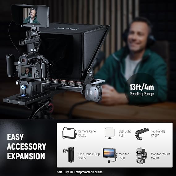 NEEWER Teleprompter X17 II w RT113 Remote/App Control, 17 HD Beamsplitter