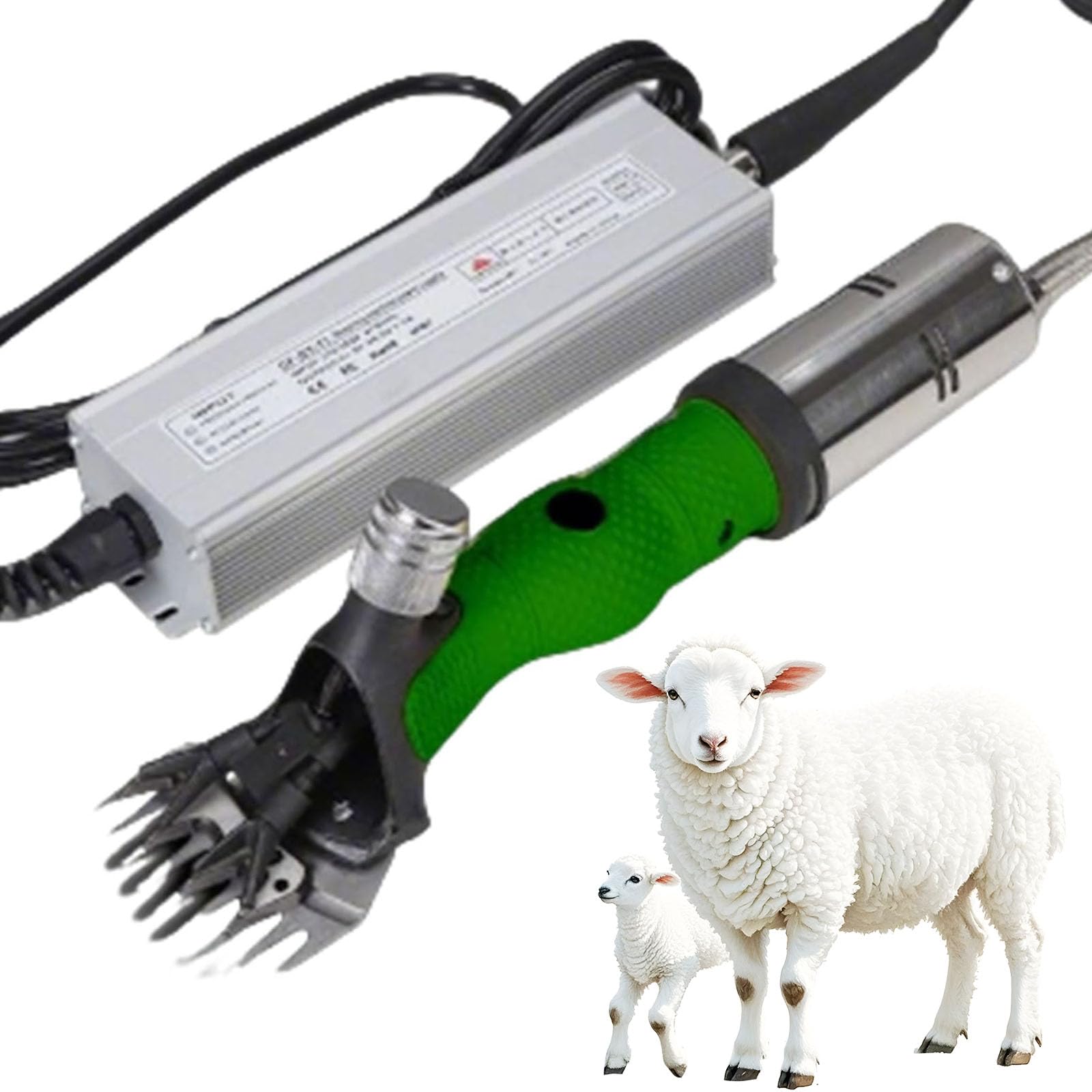 Tijeras eléctricas para ovejas de 13 dientes, máquina profesional para esquilar ovejas y cabras con corte rápido, cortadora de lana con cable resistente para ovejas, cabras, alpacas y camellos green