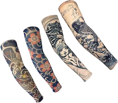Amazon.co.jp: [AEOCTIV] 刺青柄タトゥーアームカバー 冷感 腕