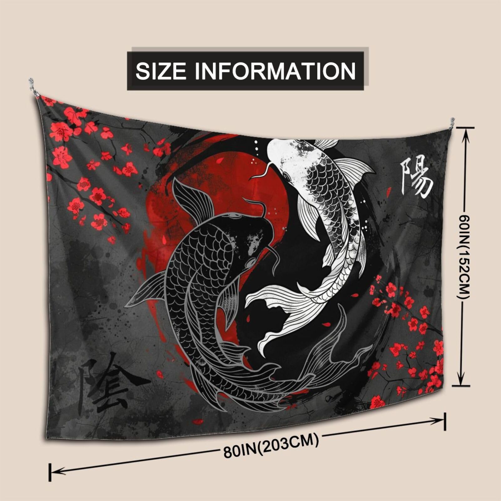 Tapisserie Japonaise Avec Motif De Soleil Rouge Et Vague - Tapisserie Murale Noire Pour Décoration De Chambre D'homme - Tapisserie D'art De Style Japonais Coucher De Soleil Océan Pour Dortoir