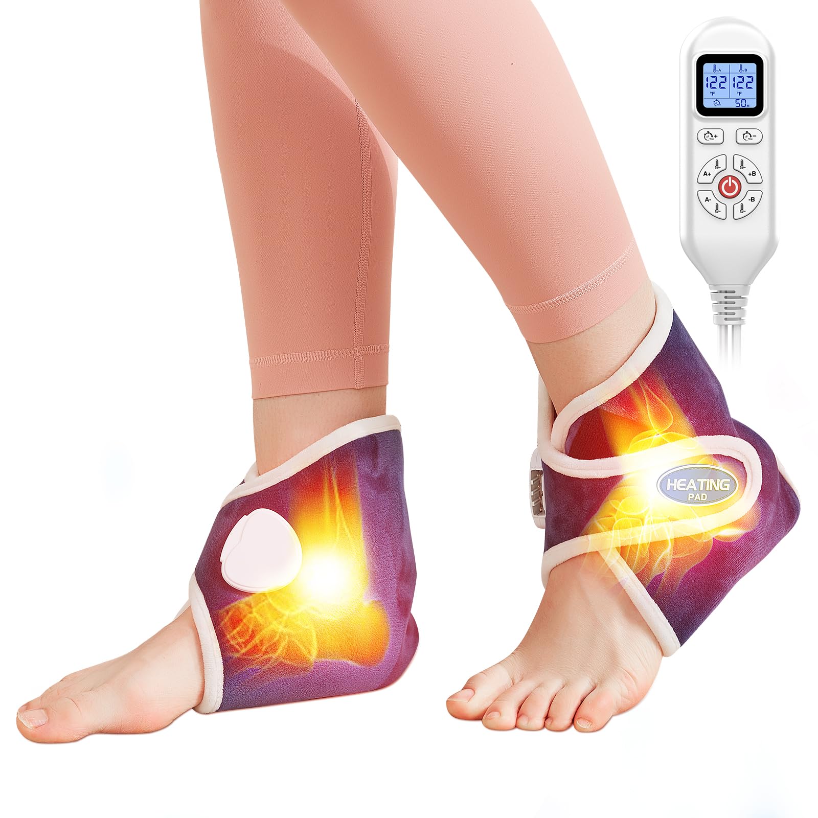 Photo 1 of ALDIOUS 2 Pack Ankle Heating Pads for Achilles Tendonitis and Plantar Fasciitis Relief, Adjustable Ankle Brace Support for Sprains, Swelling, Heel Pain,86-158? Adjustable Temperature, Auto Shut Off