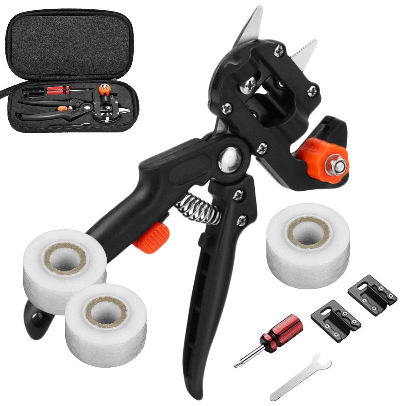 Forbici per Innesto e Potatura Forbici Innesto, Giardino Innesto Kit Professionali Cesoia Forbici da Potatura Set da Giardinaggio per Alberi da Frutto/pianta/ramo, Alto Tasso di Sopravvivenza,Nero