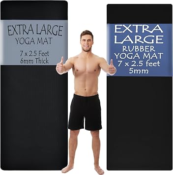 Extra Large Yoga Mat Wide 2-Pack. Our 6mm Thick Yoga Mat & 5mm Natural Rubber Large Exercise Mat.
