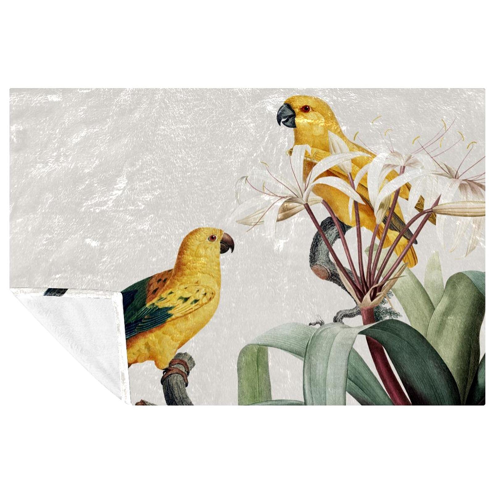 Couverture douce perroquet tropical 150x100 cm pour lit et canapé