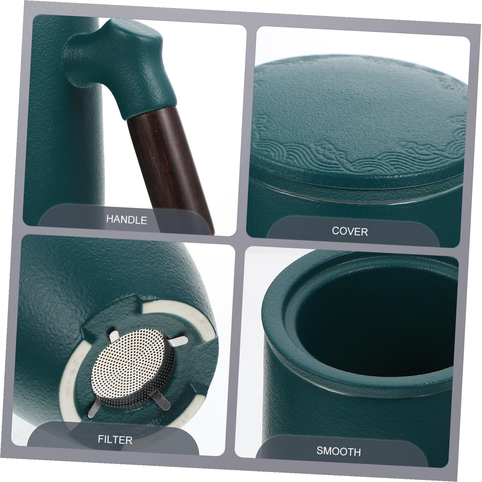 jojofuny Taza de Cerámica para Té con Infusor y Tapa Asa de Madera Capacidad Media Diseño Ligero y Base Antideslizante para Infusiones Caseras y Sueltas