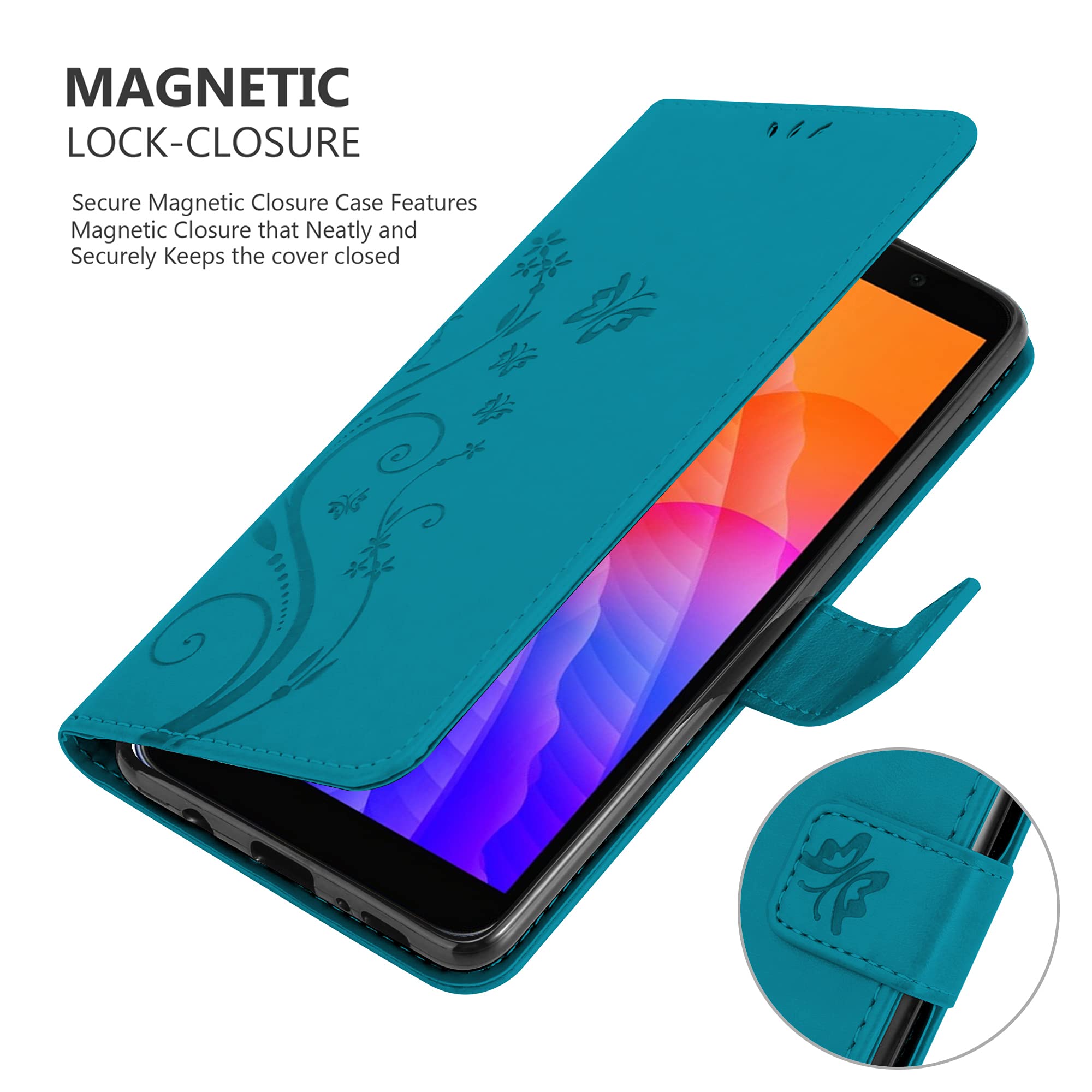 Custodia Compatibile Con Huawei Y5p / Honor 9s In Blu Fiore