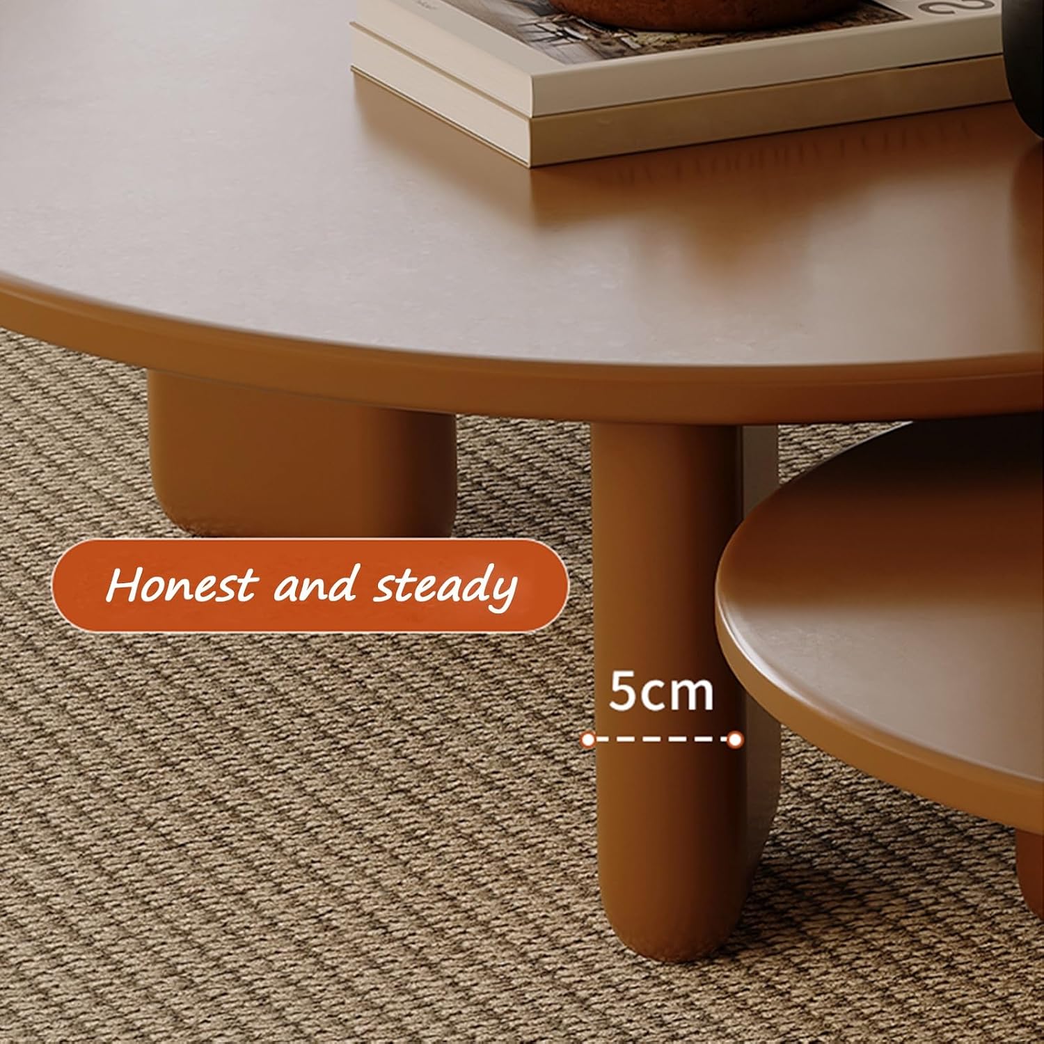 Coffee Table Set of 2, Modern Nesting Coffee Table Set, Circle Coffee Table, with Wooden Base, for Living Room, Bedroom, Office(Black White)
