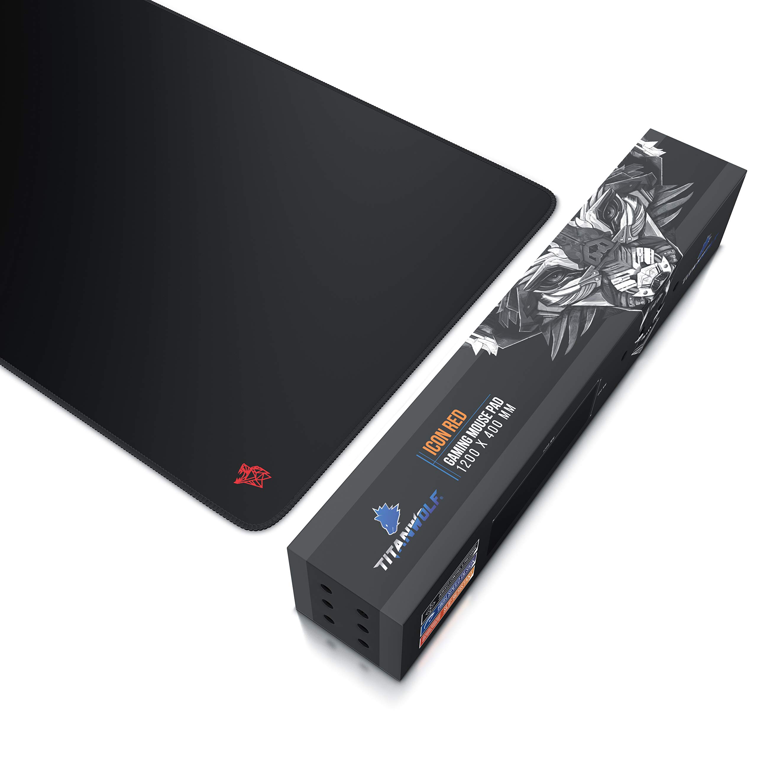 TITANWOLF - Alfombrilla de Ratón de Gran Tamaño 1200x400mm – Mouse Pad Gaming XXL - Precisión y Velocidad en Juegos - Antideslizante, Resistente al Agua - Superficie de Tejido - para Ratón y Teclado