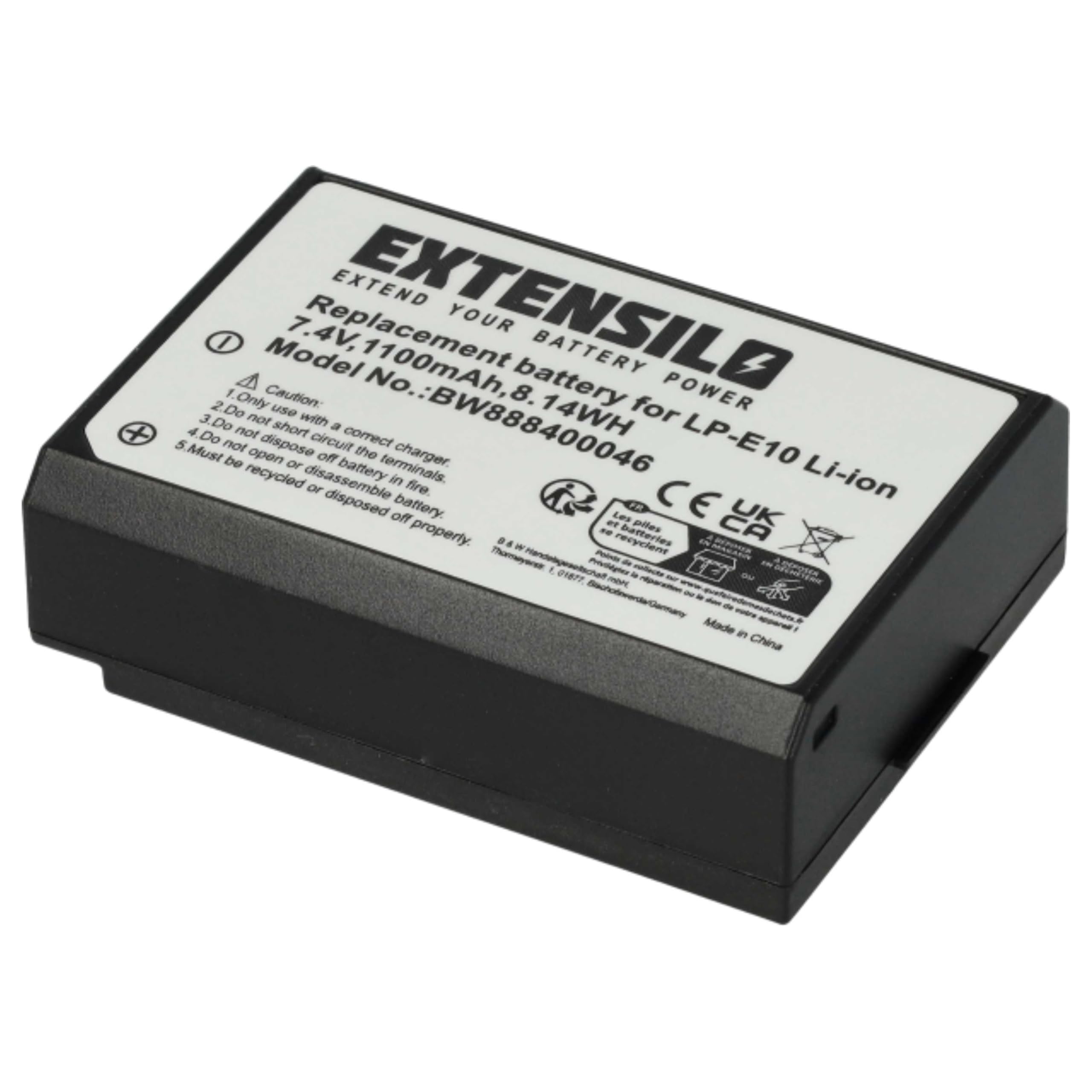 3x batteria compatibile con Canon EOS 1100D, 1D X, 1D X Mark II, 2000D, 1200D, 3000D, 1300D, 1500D fotocamera (1100mAh, 7,4V, Li-Ion)