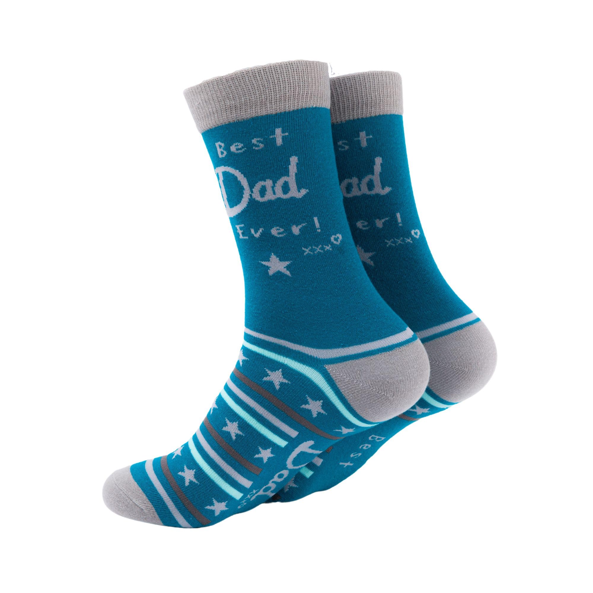 Boofle Men's Multicoloured Best Dad Starry-Eyed Kisses Socks Gift Idea