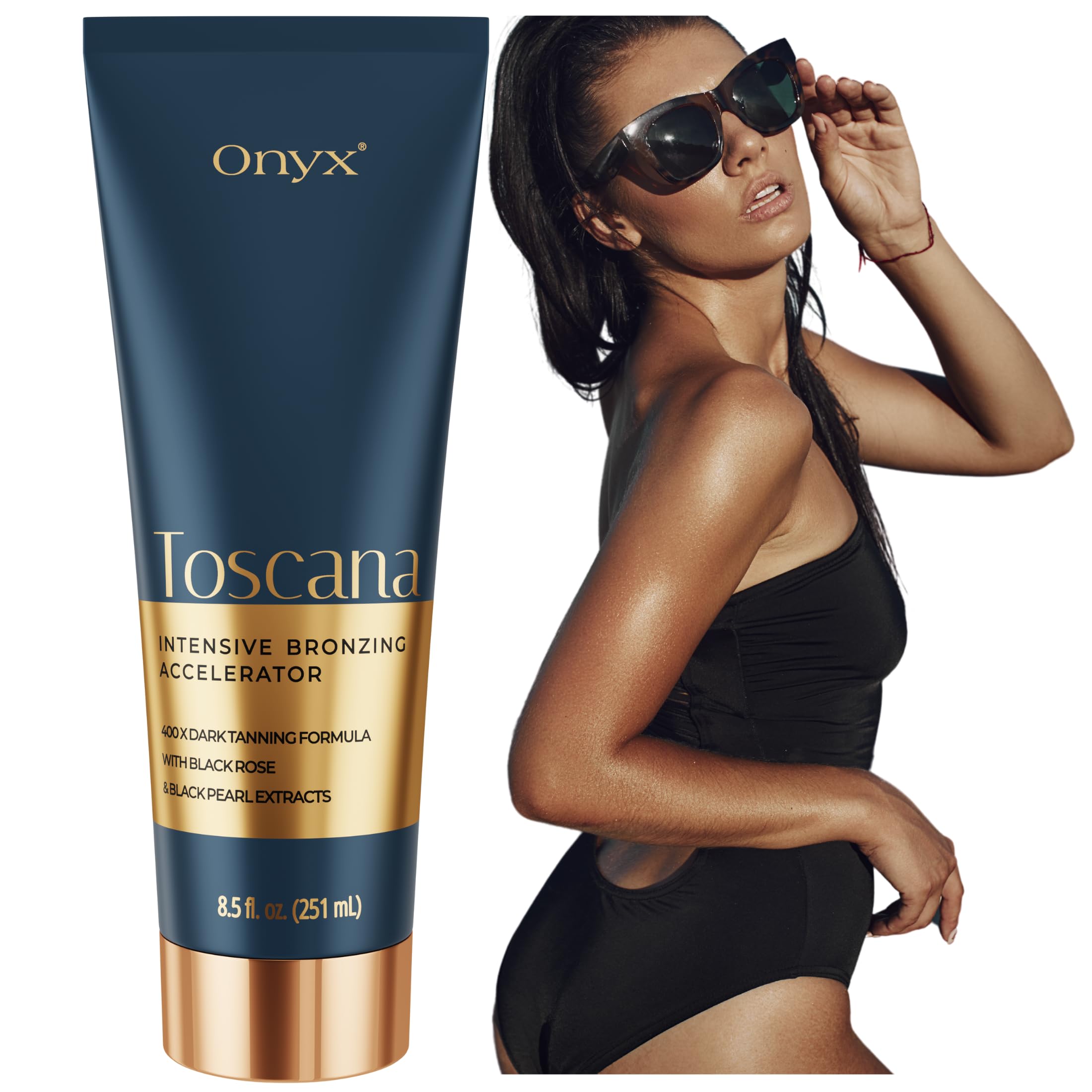 Toscana - balsam do opalania w solarium, krem przyspieszający opalanie oraz brązujący skórę, biały bronzer z formułą odżywczych olejów, efekt ciemnej opalenizny bez plam i smug