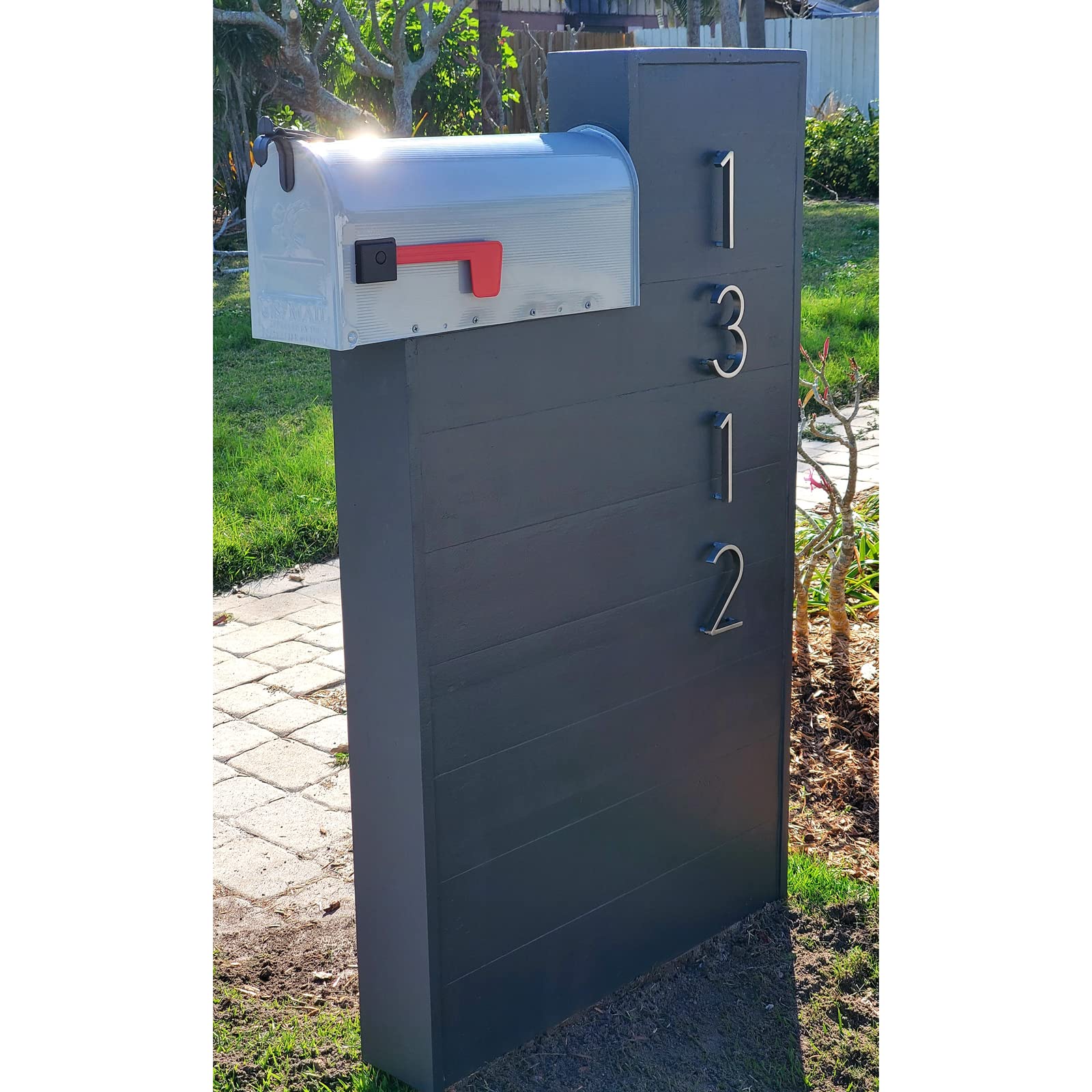 Numéros D'adresse Flottants Modernes En Métal Noir De 12,7 Cm Pour Boîte Aux Lettres Extérieure, Cour, Maison, Porte Murale, Portail, Garage, Facile à Installer Avec Kits De Clous Et Instructions (3