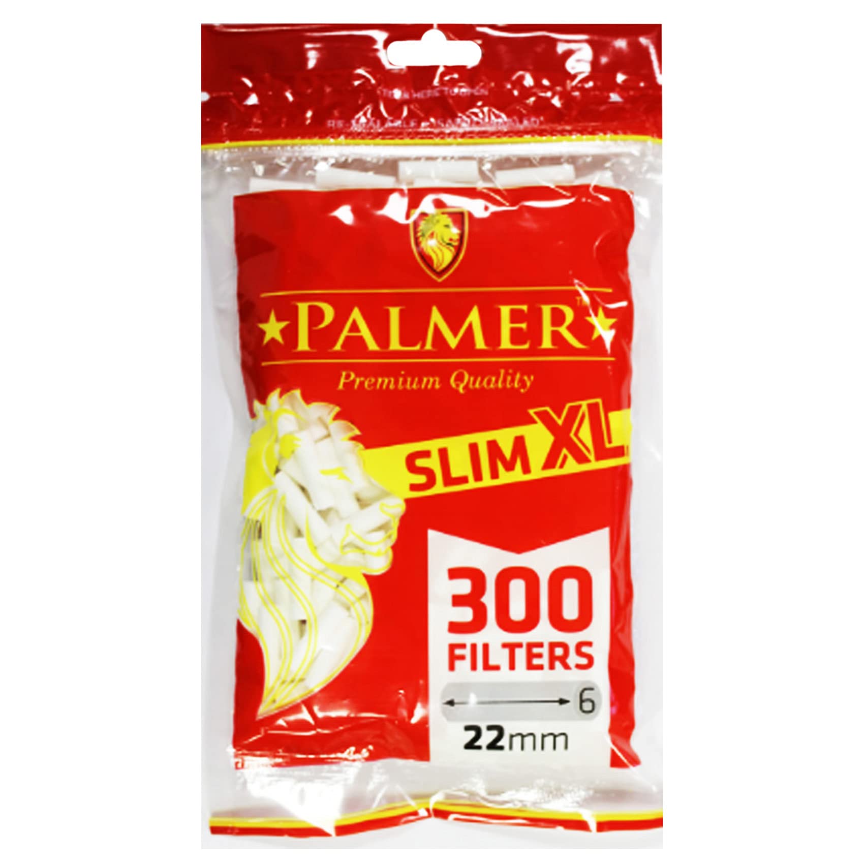 300-7500 x PALMER SLIM XL Filter 22mm Tips | BULL BRAND | Premium Extra Large Long Cigarette Rolling Tobacco Smoking Re-sealable Red Bags UK FREE P&P (1 x Pack SLIM XL (300 Filter Tips))