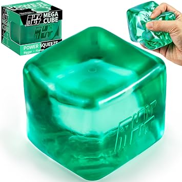 Premium MEGA Cube Oversized Heavy-Duty Squishy Fidget Toy for Big Hands & Adults, Ultra-Firm Gel for Stress Relief & Sensory Focus, Lab & CPC/ASTM Certified Green