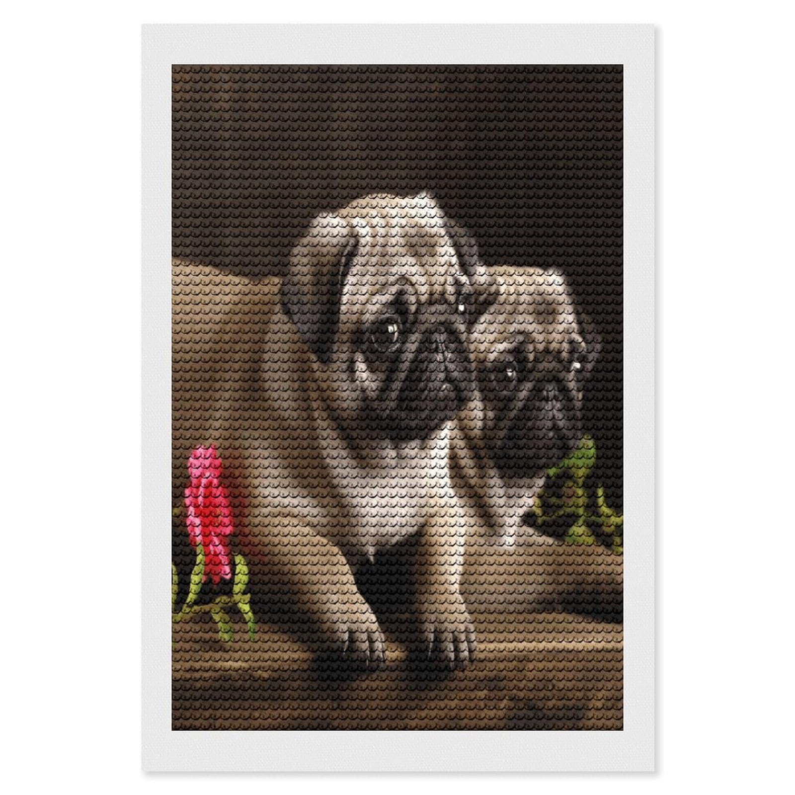 VstaDank Puppys Pug Diamond Painting Kits Exquisite DIY Full Round Drill Diamond Dots Painting for Adults Beginner Diamond Photo Paint with Diamond Picture Art Wall Decor 8"x12"