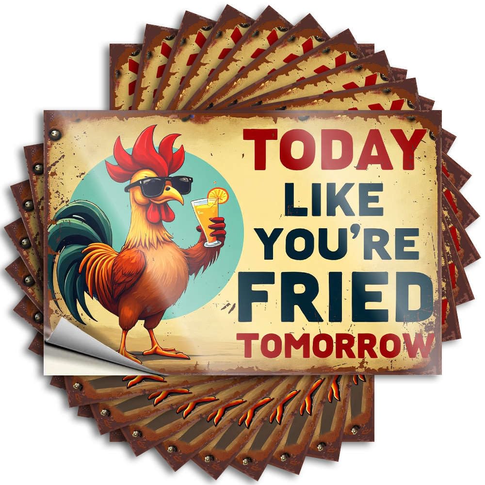 Fzfn Colour Tattoos - Funky Hard Today Like You're Fried Tomorrow. For Standing Outdoor Fall Decor(8X12cm)