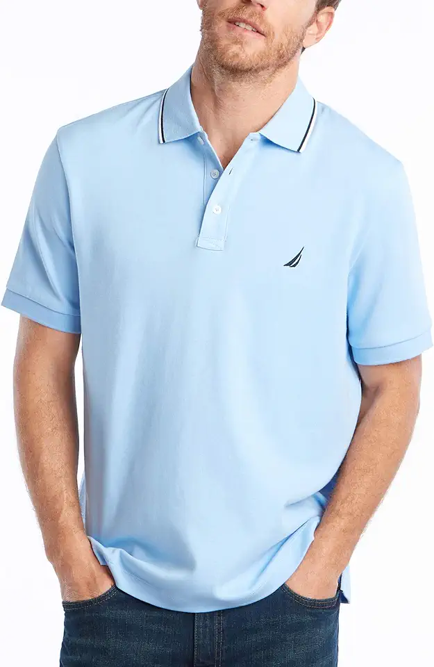 Nautica Men's Classic Fit Short Sleeve Dual Tipped Collar Polo Shirt