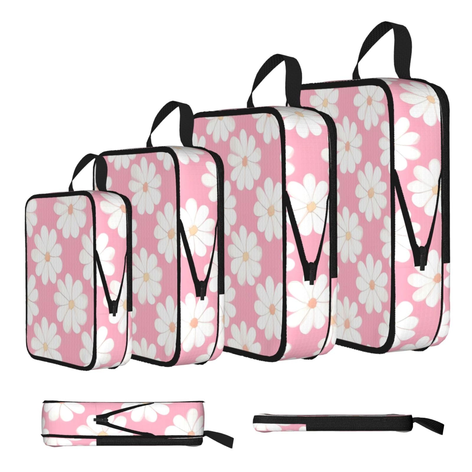 Sxzvvbn Black Camellia Pattern Compression Packing Cubes 4 Piece Set