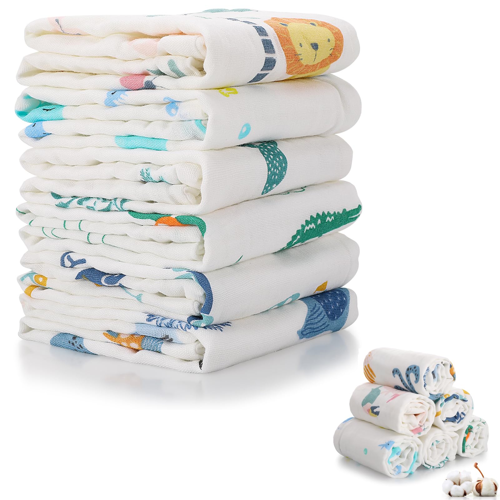 Kaisibum Spucktücher Baby Mullwindeln 6 Stück Mulltücher Baby Saugstark Stoffwindeln Faltwindeln Baumwolle für Jungen Mädchen zum Reinigen und Abwischen von Neugeborenen 50x25cm