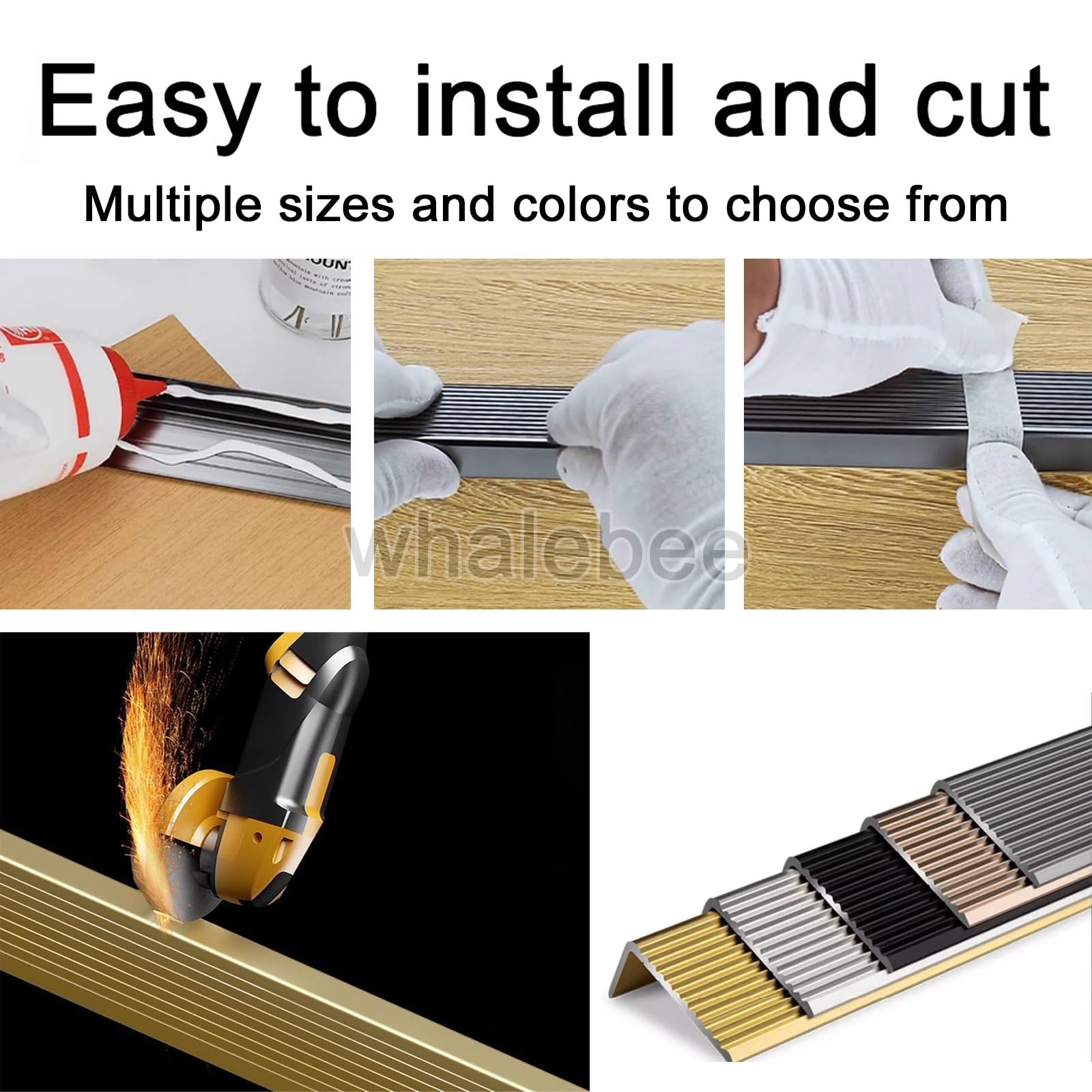 Perfil para Escaleras Antideslizante Perfil De Borde De Escalera, Protección De Bordes En L Forma para Escaleras, Peldaños, Umbrales - Cantonera Protector De Escaleras Interior Y Exterior
