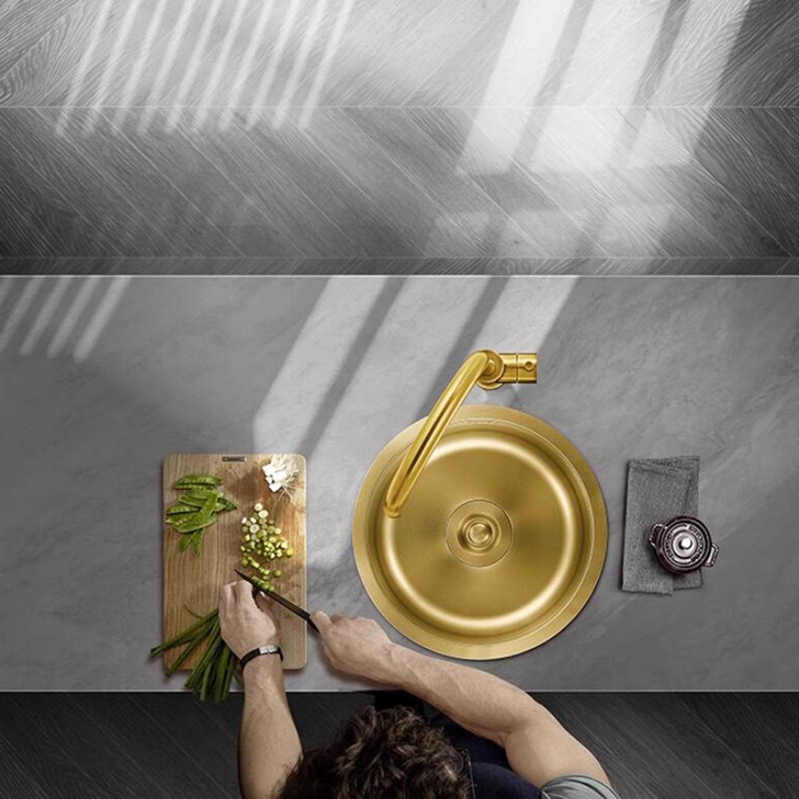Lavello da Cucina Rotondo Dorato Lavello da Bar in Acciaio Inossidabile di Piccole Dimensioni Mini Lavello da Cucina sottopiano sottopiano per Piscina Lavelli Facili da Pulire (Color : Gold, Size :