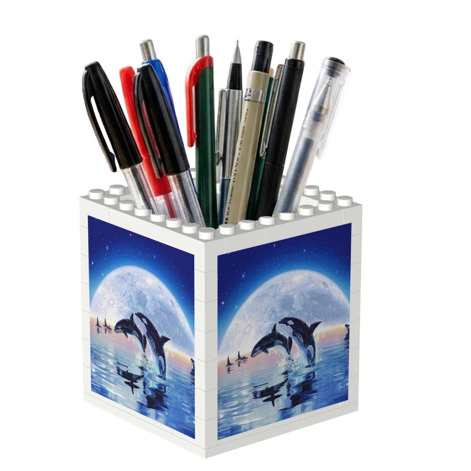 Poadnly Pod Of Orcas, Pen Pot Pencil Holder for Office Home School, Compact Desk Organiser for Office Stationery