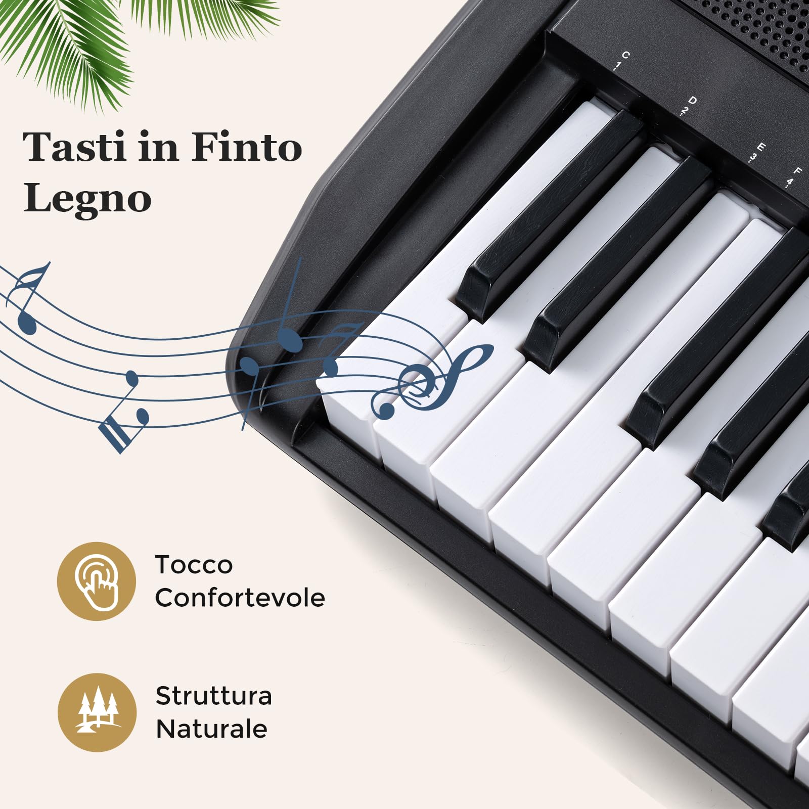 COSTWAY Tastiera Pianoforte a 61 Tasti, Set Tastiera Elettrica con Supporto Regolabile e Sgabello, 200 Ritmi & 200 Toni, 70 Demo, Adesivi per Note, Strumento Musicale per Principianti e Adolescenti