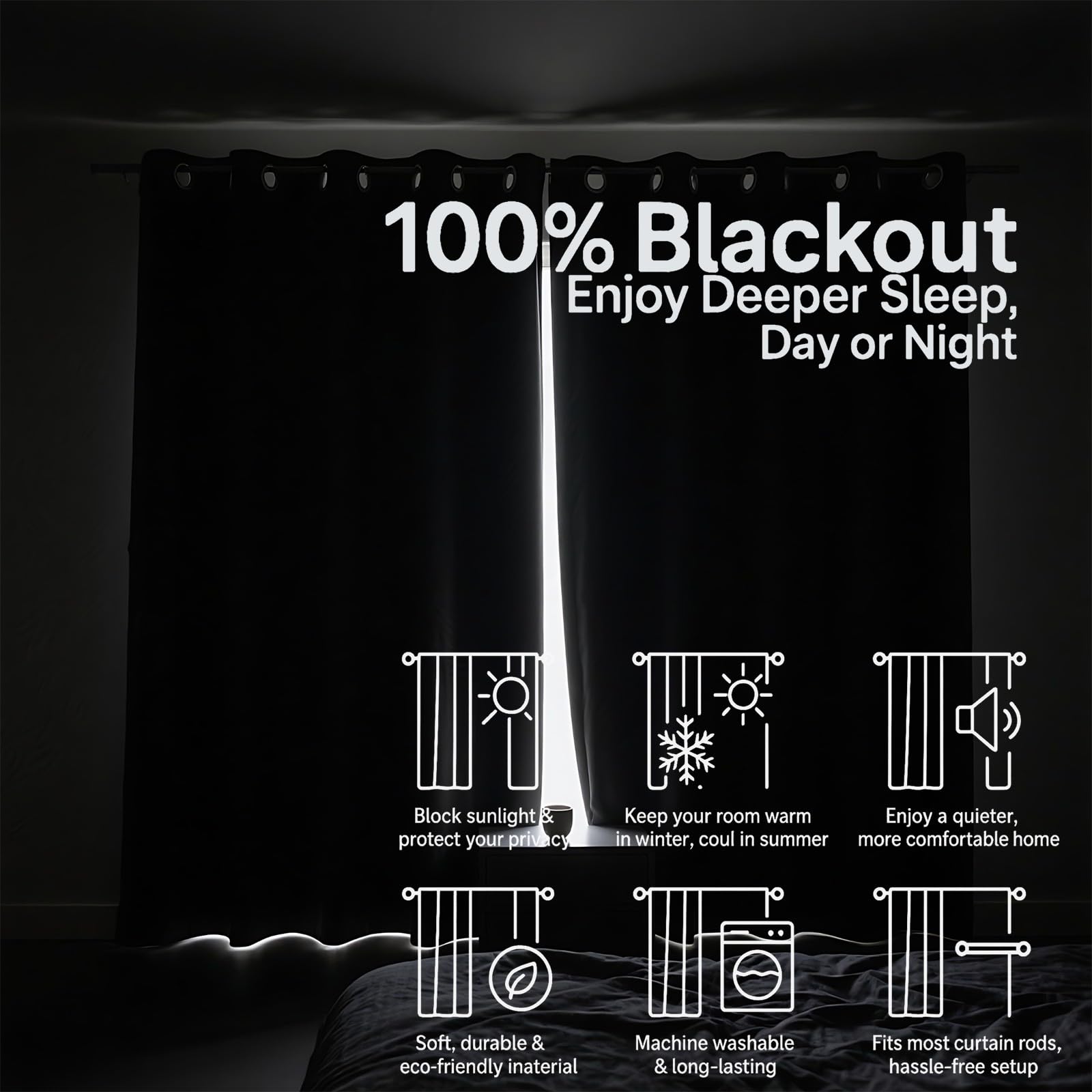 Tende Oscuranti Termiche L 140 x A 260 cm 2 Pezzi Retro Fantasy Sole Luna E Astrologia Nero Anti Luce Anti UV Isolanti Dal Calore Con Occhielli